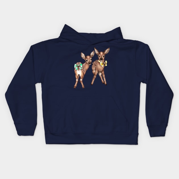 Red Deer Fawns Kids Hoodie by PerrinLeFeuvre